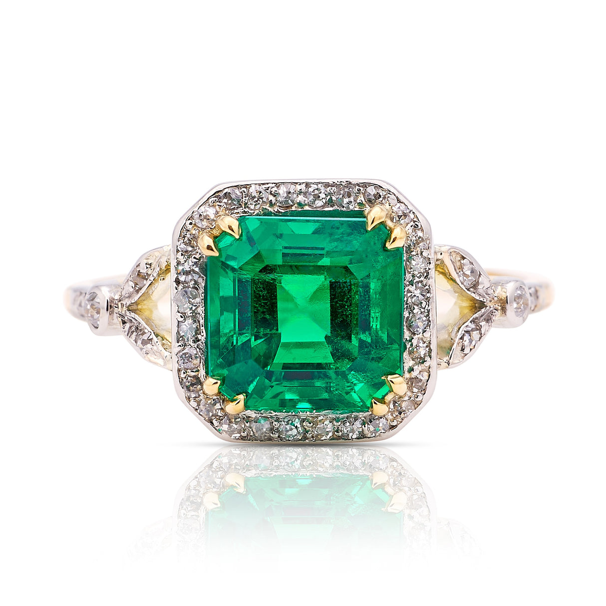 Colombian emerald & diamond cluster ring
