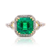 Colombian emerald & diamond cluster ring