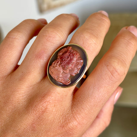 Antique, Victorian Jupiter & Juno agate cameo ring