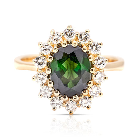 Vintage, 1970s tourmaline & diamond cluster ring