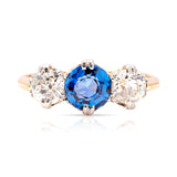 Antique, Edwardian sapphire & diamond three-stone ring