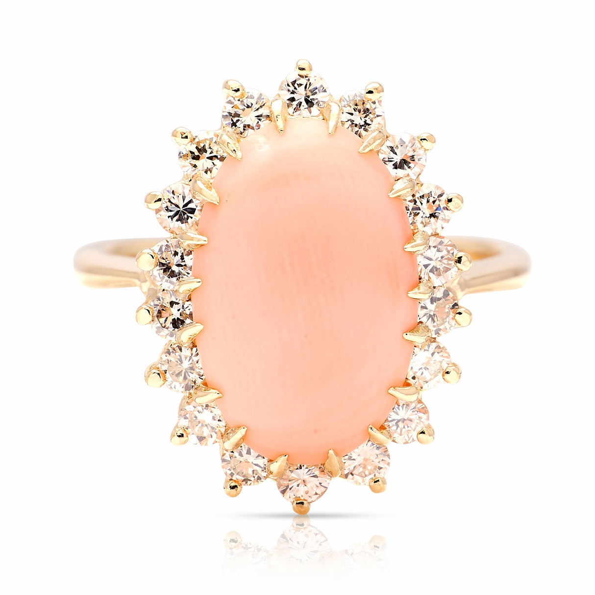 Vintage, 1950s coral & diamond cluster ring