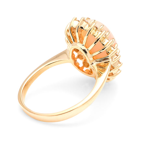 Vintage, 1950s coral & diamond cluster ring