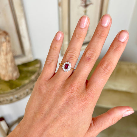 Vintage, 1980s ruby & diamond cluster ring