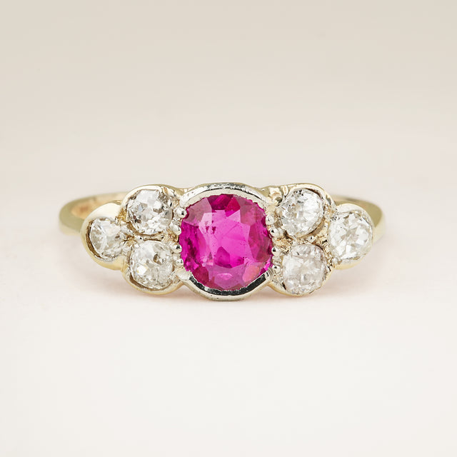 Antique, Edwardian ruby & diamond dress ring