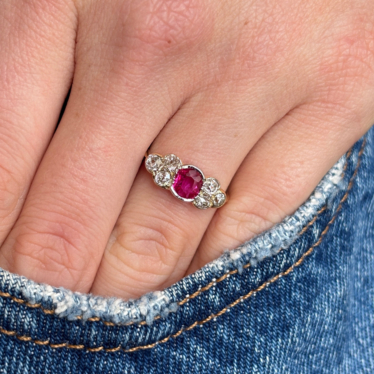 Antique, Edwardian ruby & diamond dress ring