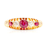 Antique, Edwardian ruby & diamond five-stone ring