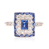 Vintage, Art Deco sapphire & diamond cluster panel ring