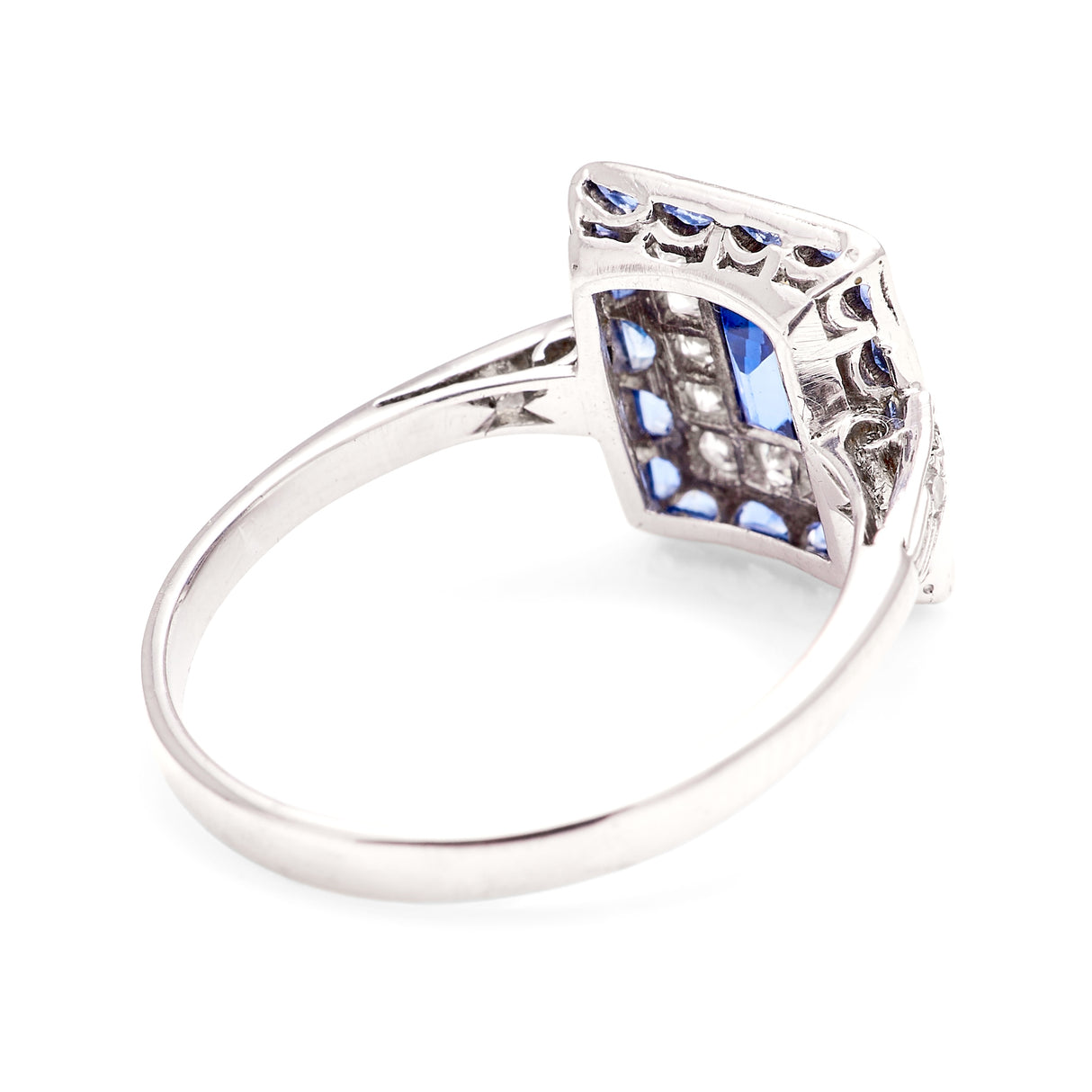 Vintage, Art Deco sapphire & diamond cluster panel ring