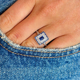 Vintage, Art Deco sapphire & diamond cluster panel ring