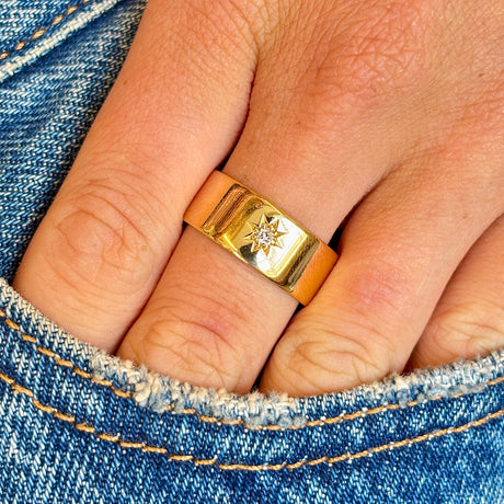 Antique, 1900s diamond solitaire gypsy ring