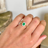 Vintage, 1980s emerald & diamond cluster ring