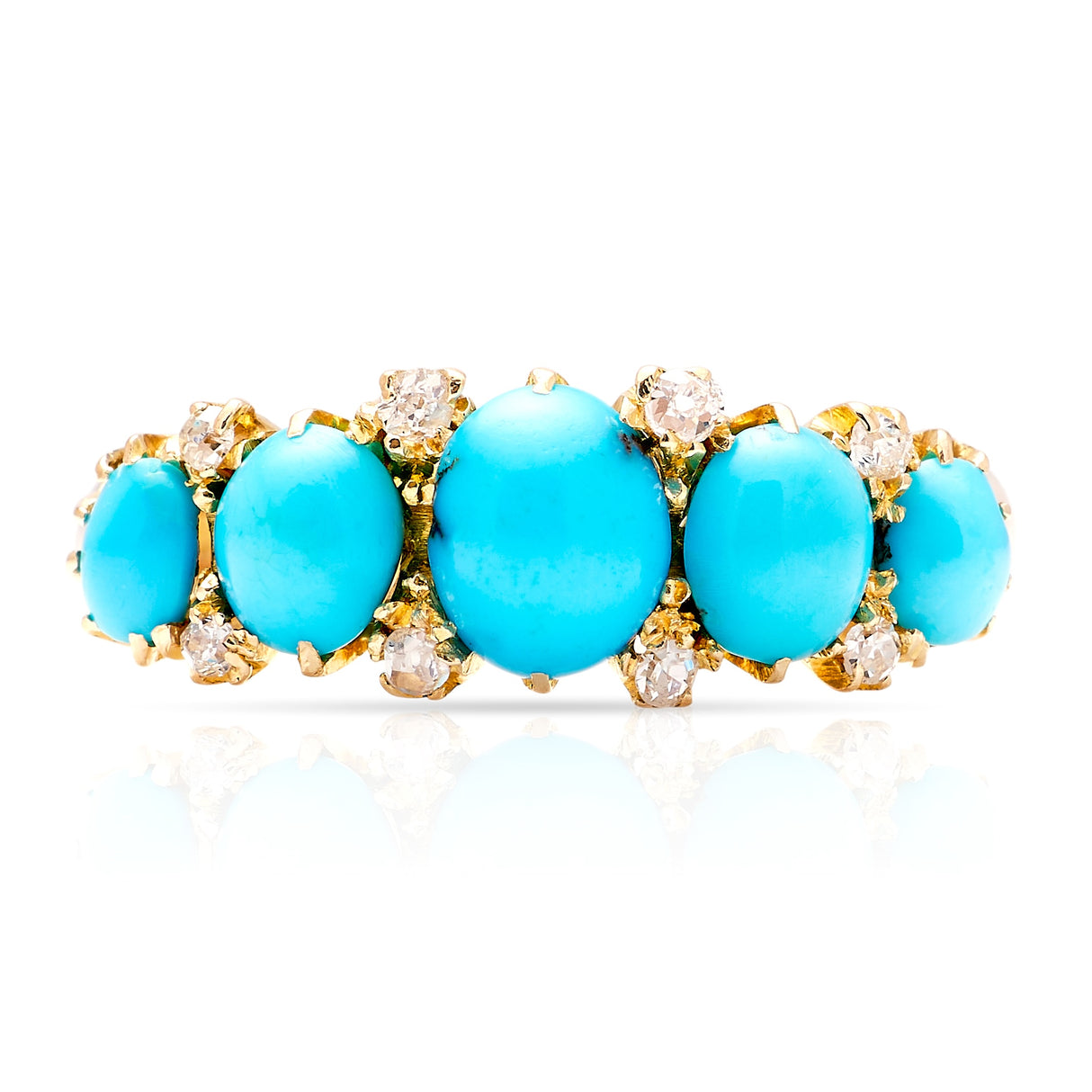 Antique, Edwardian turquoise half-hoop ring