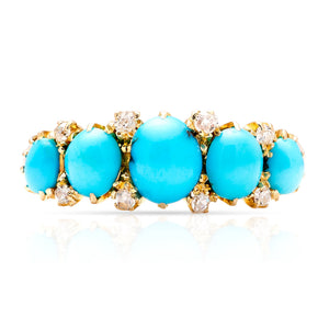 Antique, Edwardian turquoise half-hoop ring