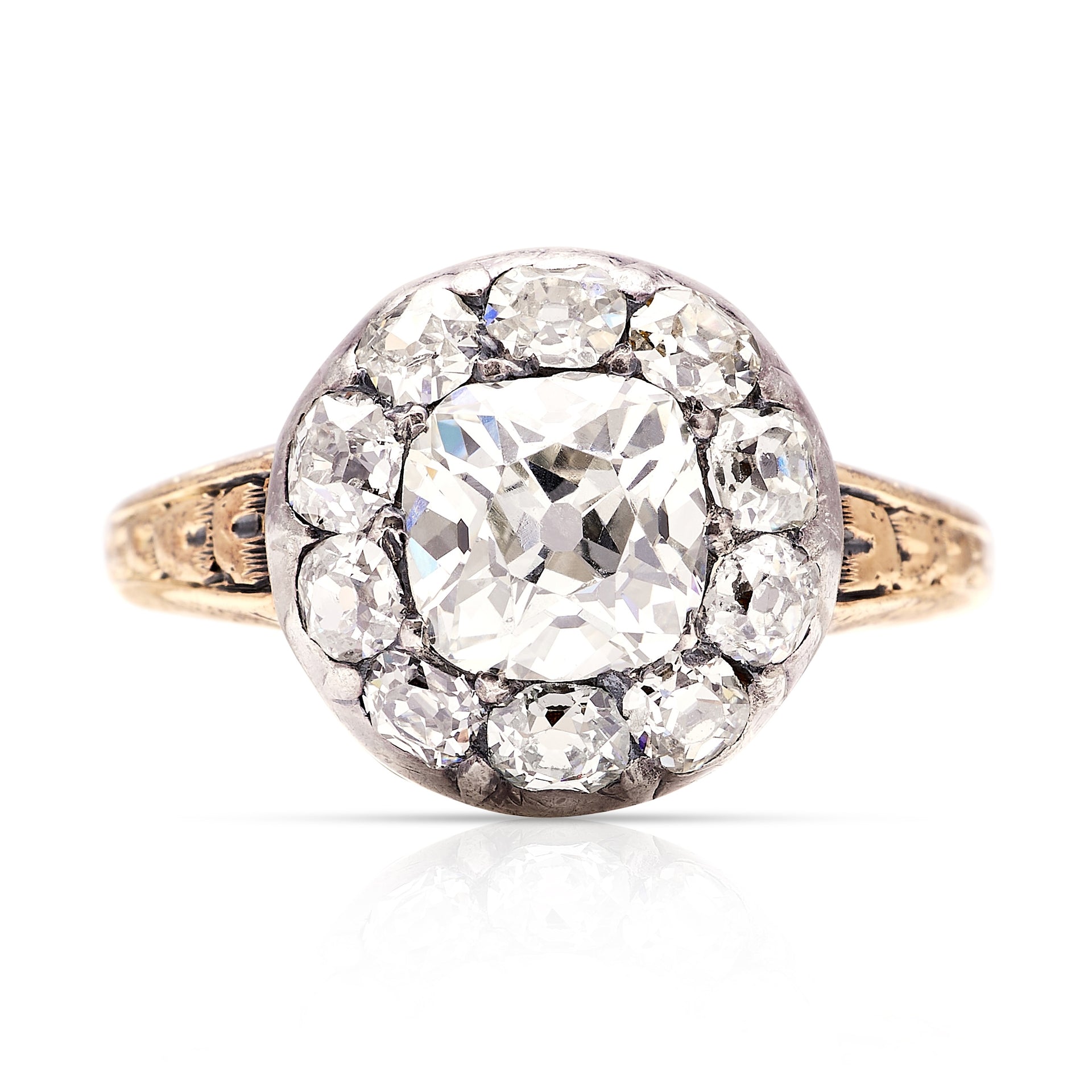 Antique, Georgian old mine-cut diamond cluster ring – Antique Ring