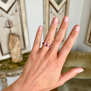 Antique, Edwardian Burmese ruby & diamond half-hoop ring