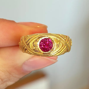Antique, Art Nouveau Burmese ruby single-stone ring