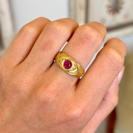 Antique, Art Nouveau Burmese ruby single-stone ring