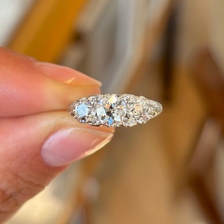 Antique, Edwardian three-stone diamond ring