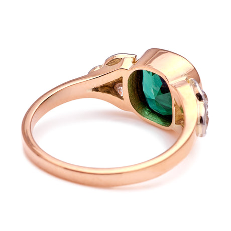 Vintage, 1940s tourmaline & diamond ring
