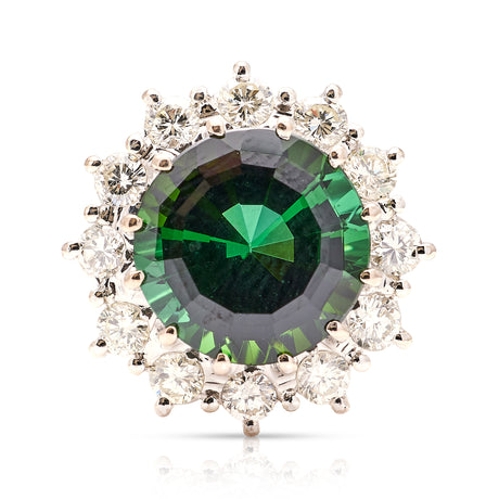 Vintage, 1970s tourmaline & diamond cluster cocktail ring