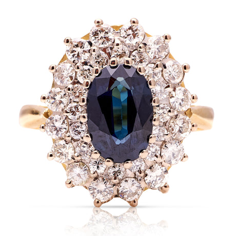 Vintage, 1950s sapphire & diamond cluster ring