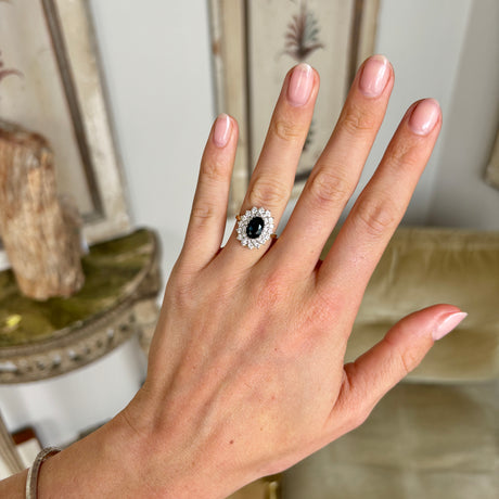 Vintage, 1950s sapphire & diamond cluster ring