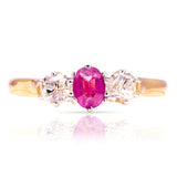 Antique, Victorian ruby & diamond three-stone ring
