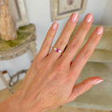 Antique, Victorian ruby & diamond three-stone ring