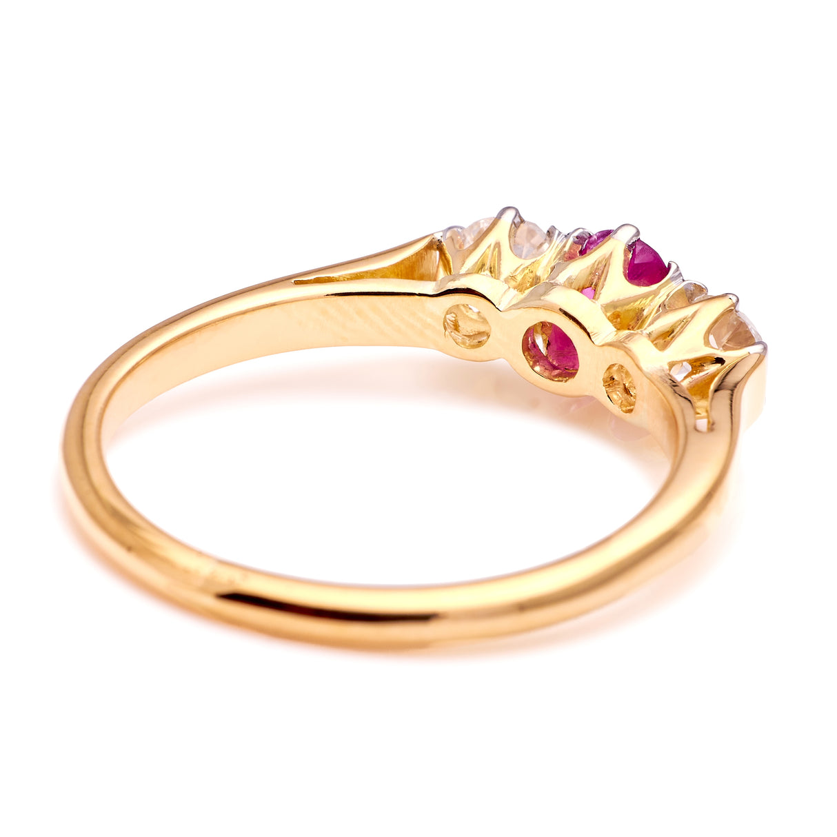 Antique, Victorian ruby & diamond three-stone ring