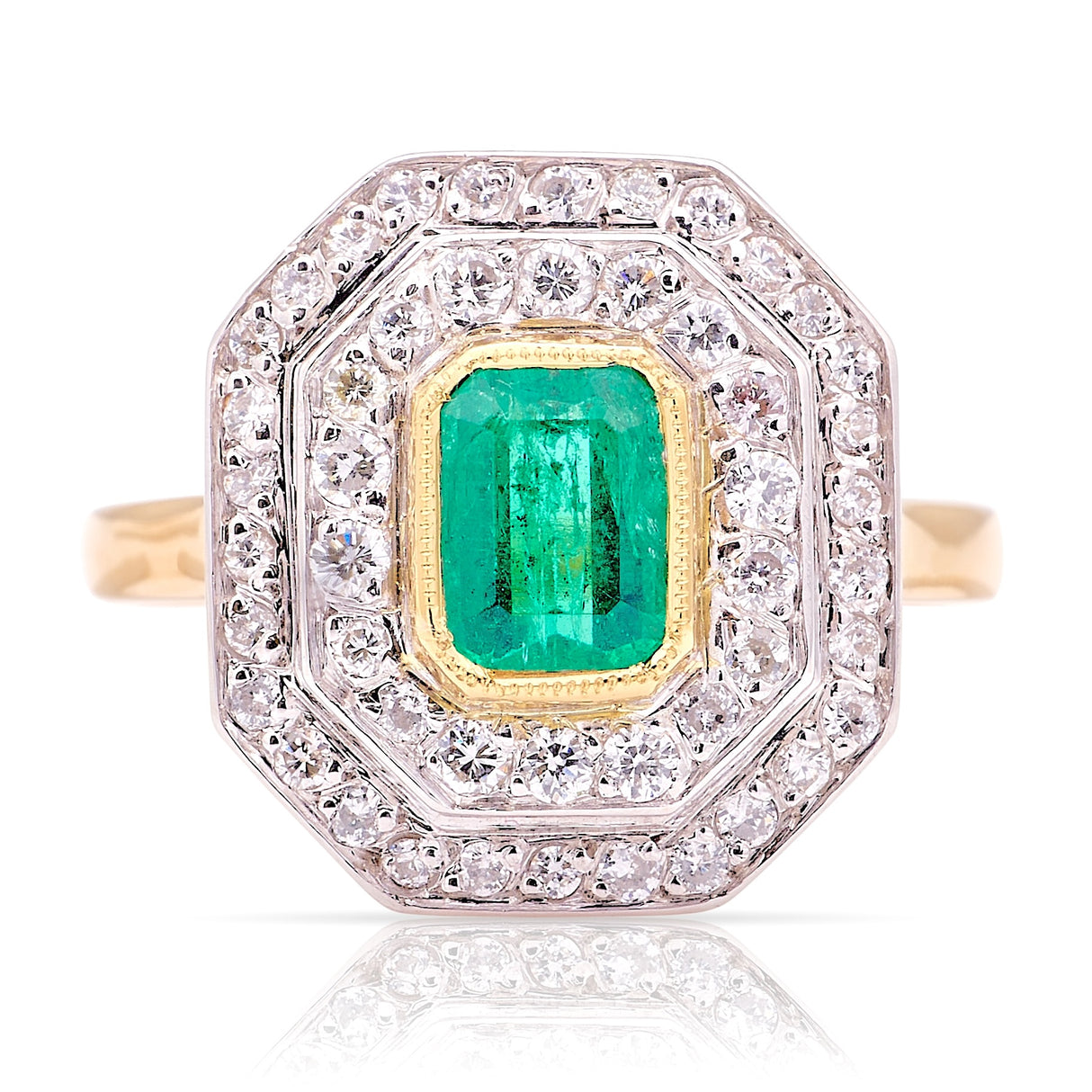 Vintage, 1950s emerald & diamond cluster ring
