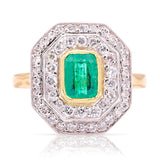 Vintage, 1950s emerald & diamond cluster ring