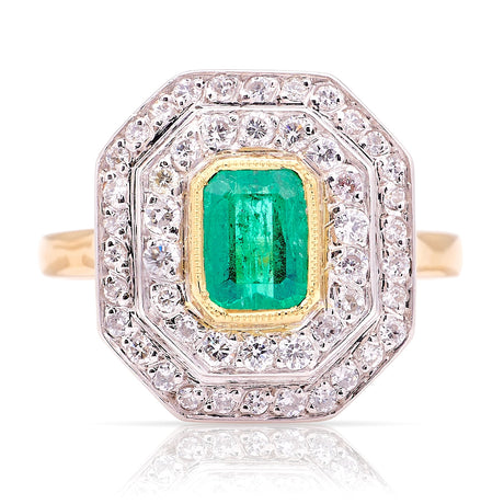 Vintage, 1950s emerald & diamond cluster ring