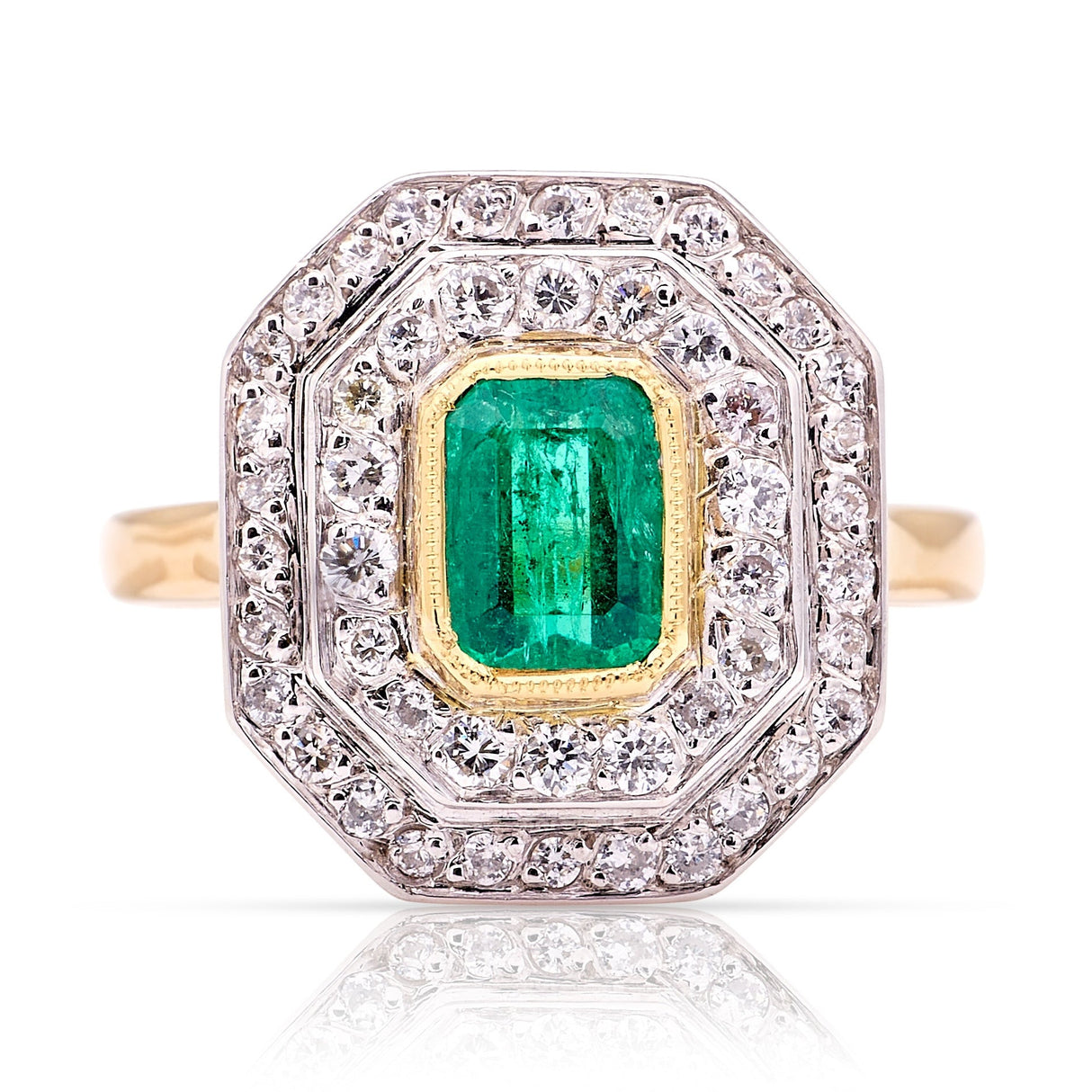 Vintage, 1950s emerald & diamond cluster ring