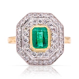 Vintage, 1950s emerald & diamond cluster ring