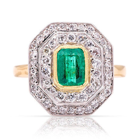 Vintage, 1950s emerald & diamond cluster ring