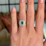 Vintage, 1950s emerald & diamond cluster ring