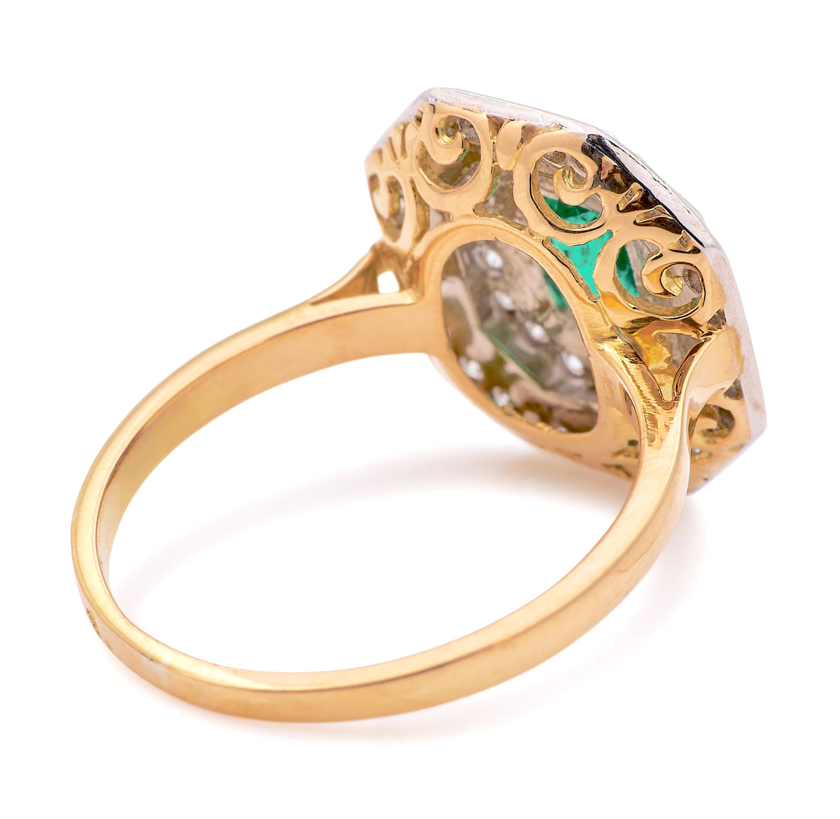 Vintage, 1950s emerald & diamond cluster ring