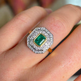 Vintage, 1950s emerald & diamond cluster ring