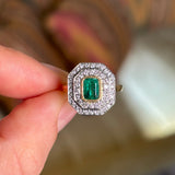 Vintage, 1950s emerald & diamond cluster ring