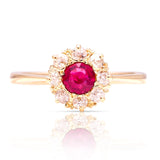 Vintage, 1950s ruby & diamond cluster ring