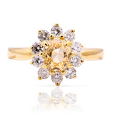 Vintage, 1980s yellow sapphire & diamond cluster ring