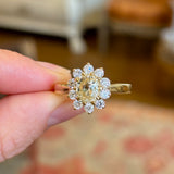 Vintage, 1980s yellow sapphire & diamond cluster ring