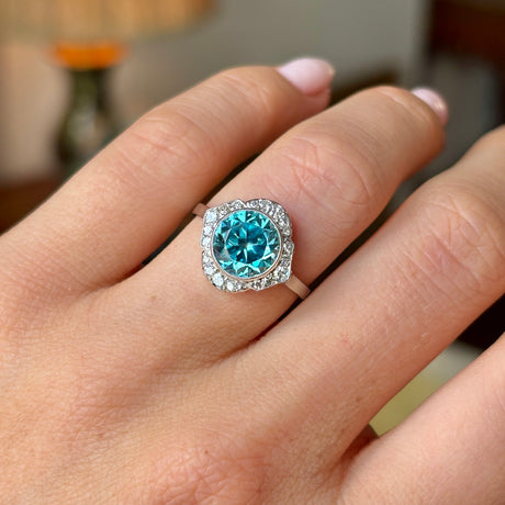 Vintage, Art Deco zircon & diamond cluster ring