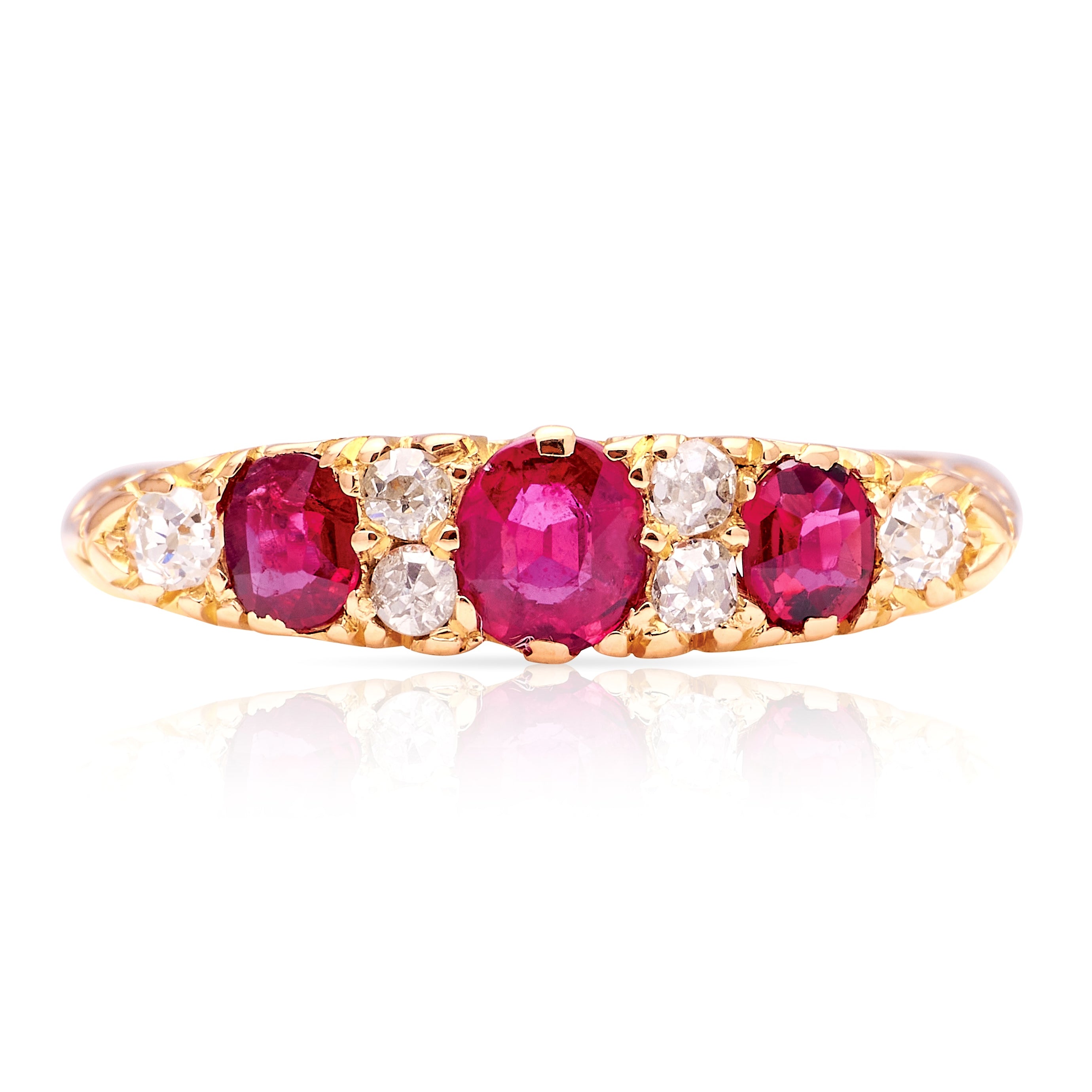 Antique, Victorian ruby & diamond half-hoop ring