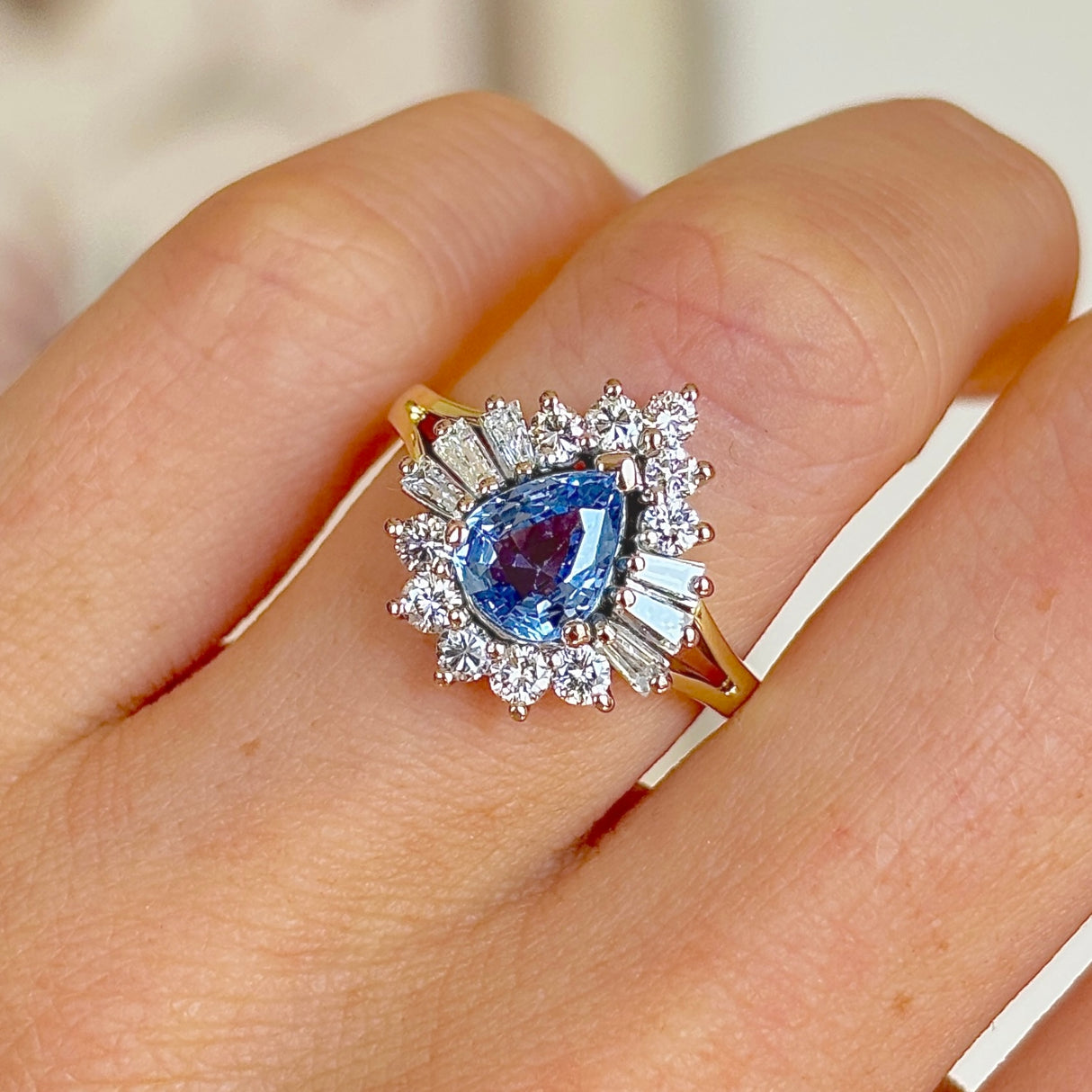 DEPOSIT ONLY | Vintage, 1950s sapphire & diamond cluster ring