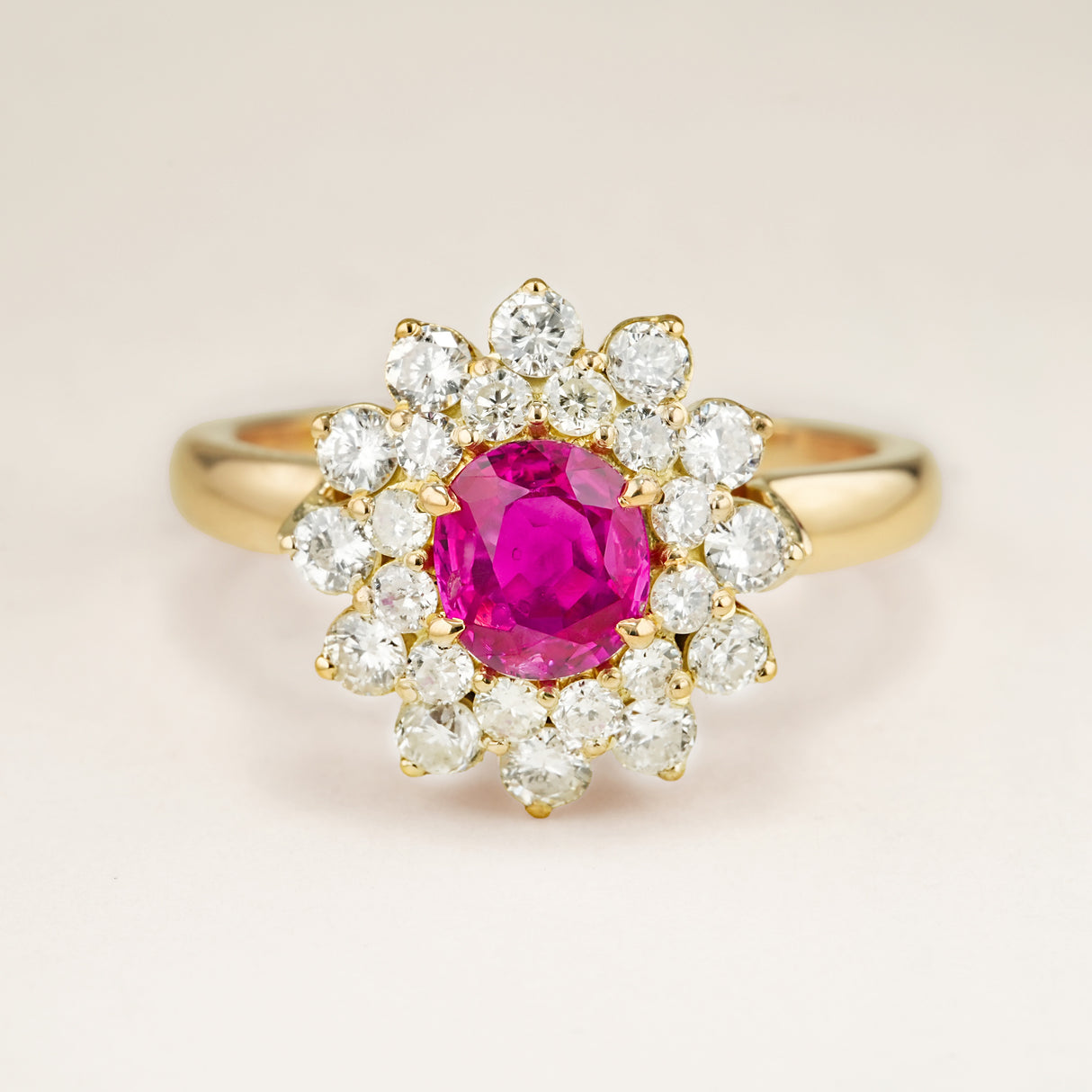 Vintage, pink sapphire & diamond cluster ring
