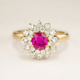 Vintage, pink sapphire & diamond cluster ring