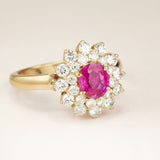 Vintage, pink sapphire & diamond cluster ring