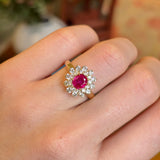 Vintage, pink sapphire & diamond cluster ring